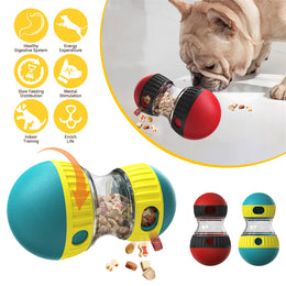 PuzzleRoll adjustable dog treat puzzle ball in use