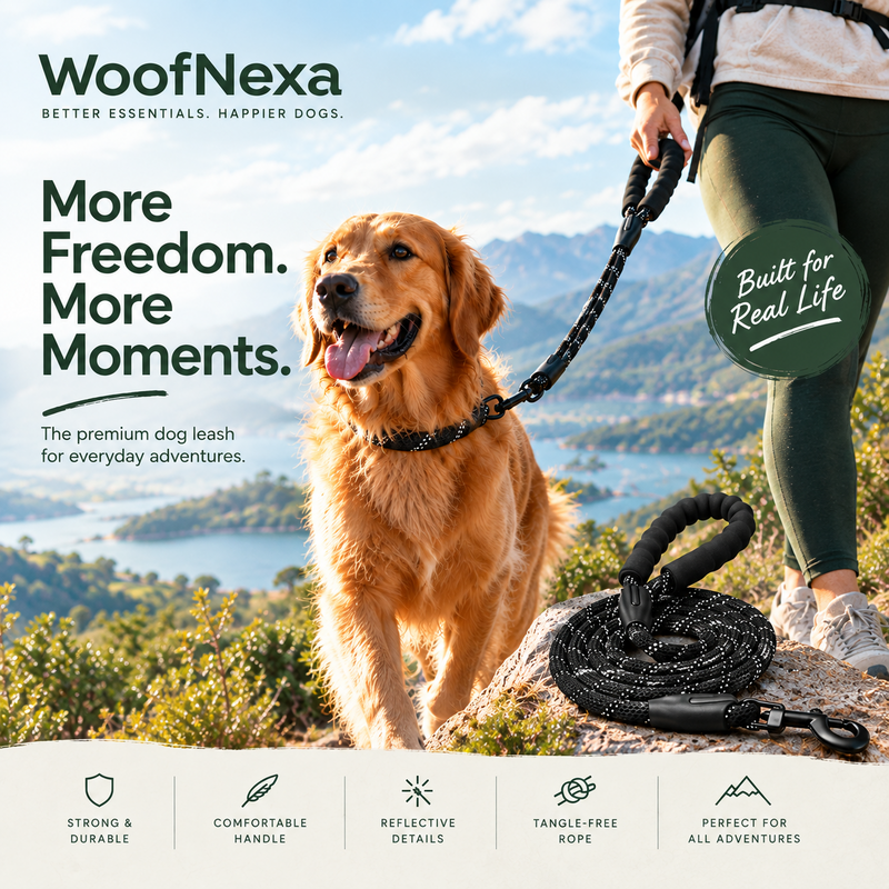 WoofNexa SafeStride™ Reflective Rope Dog Leash — 6ft